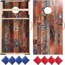 Sportdo Solid Wood Vintage Game Set, Two 4'x2' Boards, 8 Bags for Indoor and Outdoor Toss Games Competitions, Tournaments red