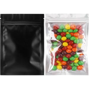 100 Pack Smell Proof Bags 4 x 6 Inch Resealable Mylar Bags Foil Pouch Flat Bag with Clear Window Black