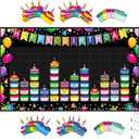 Pasimy Happy Birthday Pocket Chart Classroom Reusable Birthday Calendar Wall Hanging Chart with 144 Dry Erase Cards and 3 Hooks for School Classroom Bulletin Board Decor