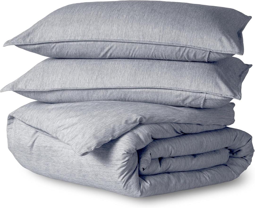 Bare Home Bedding Duvet Cover Queen Size - Premium 1800 Super Soft Collection - Lightweight Duvet Cover - Soft Textured Bedding (Queen, Heathered Midnight Blue)