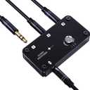 COOIDEA 3.5mm Stereo Audio Switcher Support 1 in 3 Out or 3 in 1 Out with 3.5mm Audio Cable, 3 Ports AUX Audio Speaker Selector for PC Phone Laptop Headphone