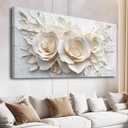 Large White Flower Canvas Wall Art for Living Room Bedroom Home Office Wall Art Nature Wall Hanging Picture Framed Wall Decor Modern Canvas Prints 24x48 Inch.