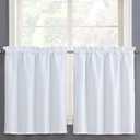 Home Queen White Water Resistant Bathroom Window Curtain, Waffle Textured Half Tier Curtains for Kitchen Cafe, 36" W X 36" L Inches, Set of 2
