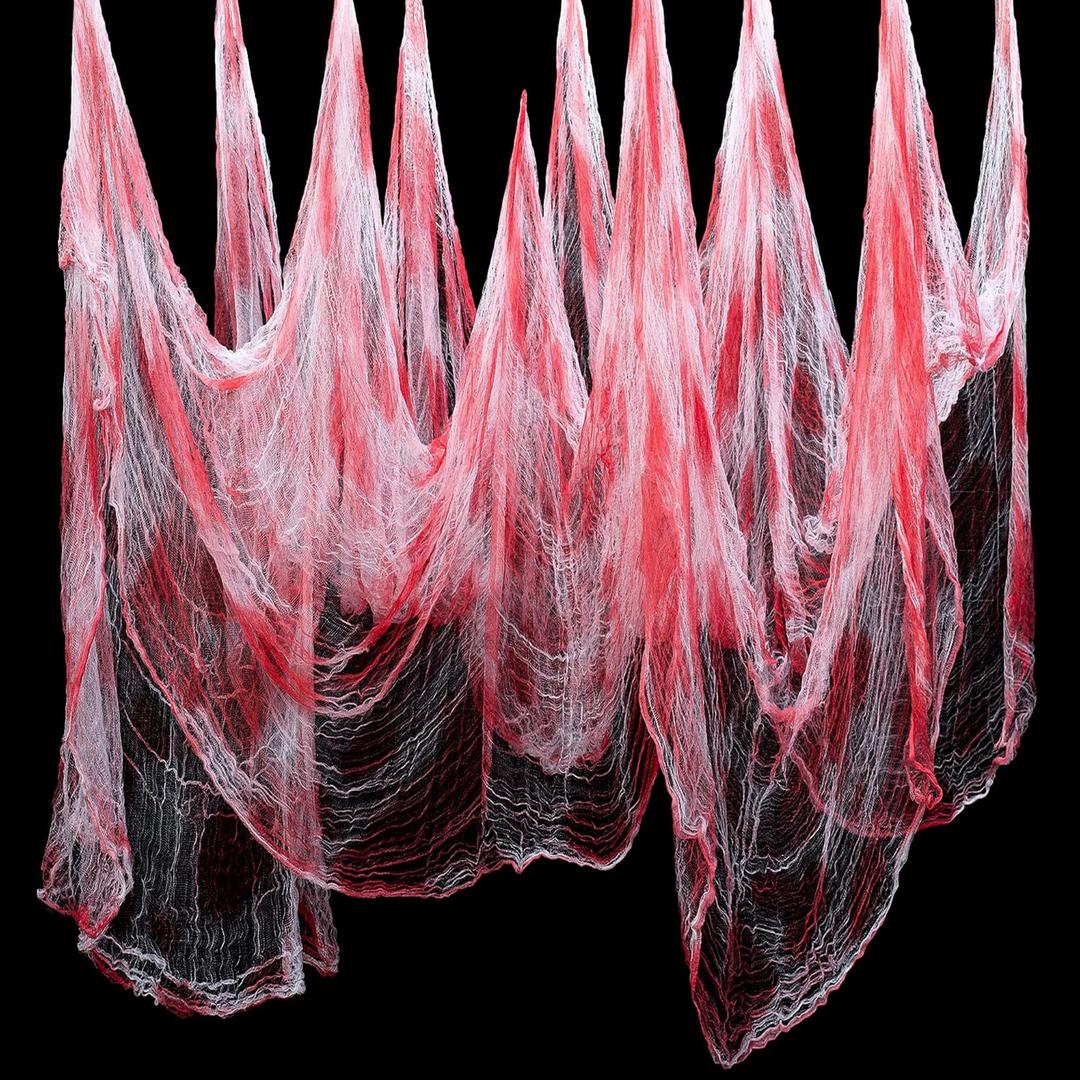 Halloween Creepy Cloth Red 200" x 80" Bloody Halloween Spooky Fabric Cloth, Halloween Gauze Cloth, Halloween Decorations Outdoor Indoor