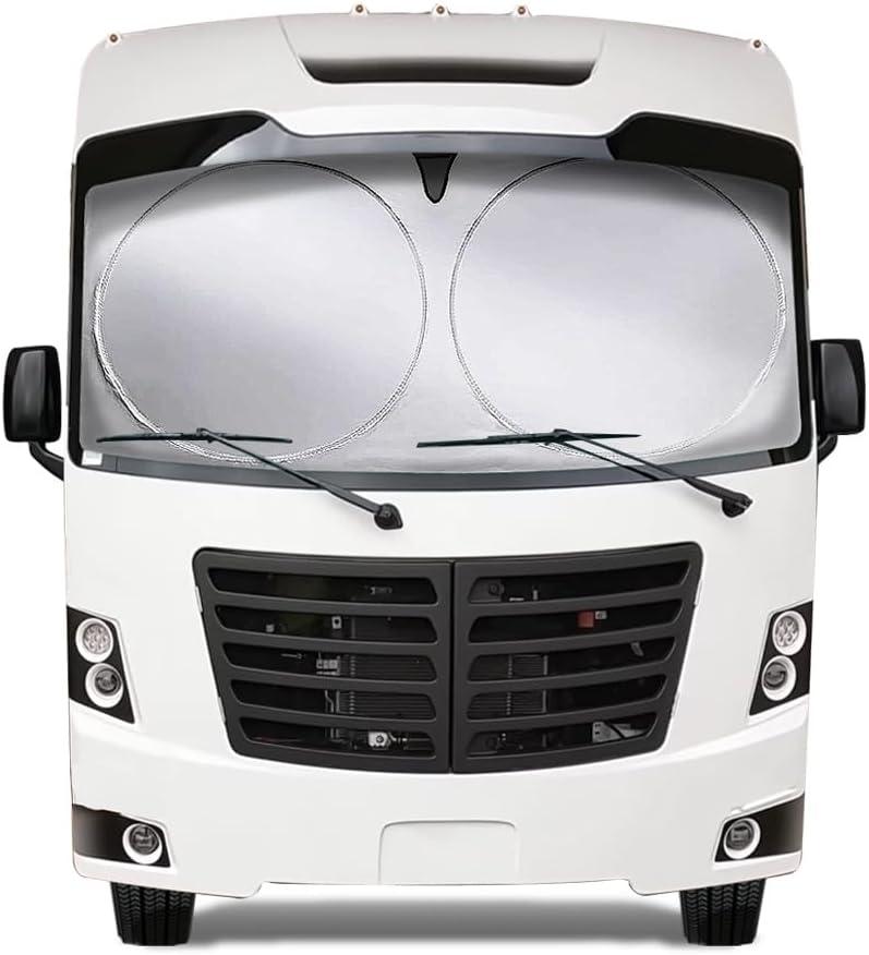 Class A RV Windshield Sunshade Cover, Reflective Window Film for Trailer Heat Blocker, RV Murts UV&Heat Front Truck Shade, Camper, Motorhome, Bus, XXXL-102 x 51 inches, Lightweight&Portable.