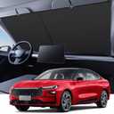 Automatic Retractable Car Sunshade, 2025 New Adjustable Auto Windshield Sun Shade, 35x50 inch Suction Cup Sunshade for Various Models, UV Blocking Protects for Drivers