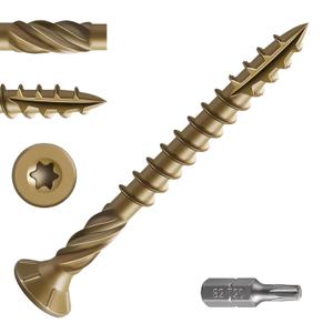 #8 * 1-5/8" Deck Screws, (942pcs) 5 lbs. Exterior Wood Screws, Rust Resistant Epoxy Coated, Bronze, T20 Star Bit (Yellow)