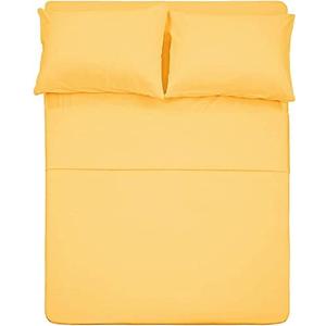 Twin XL Sheets Set 4 Piece - Hotel Luxury 1800 Bedding Sheets & Pillowcases - 1 Flat Sheet,1 Fitted Sheet and 2 Pillow Cases - Extra Soft Cooling Bed Sheets - Deep Pocket up to 16" (Yellow)