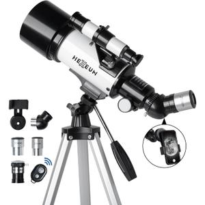 Telescope for Kids & Adults - 70mm Aperture 500mm AZ Mount Fully Multi-Coated Optics Astronomical refracting Portable Telescopes, with Tripod Phone Adapter, Carrying Bag, Remote Control White