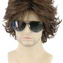 Topcosplay Mens Wigs Brown Short Cosplay Wig Wavy Fluffy Style Layered Halloween Costume Wigs