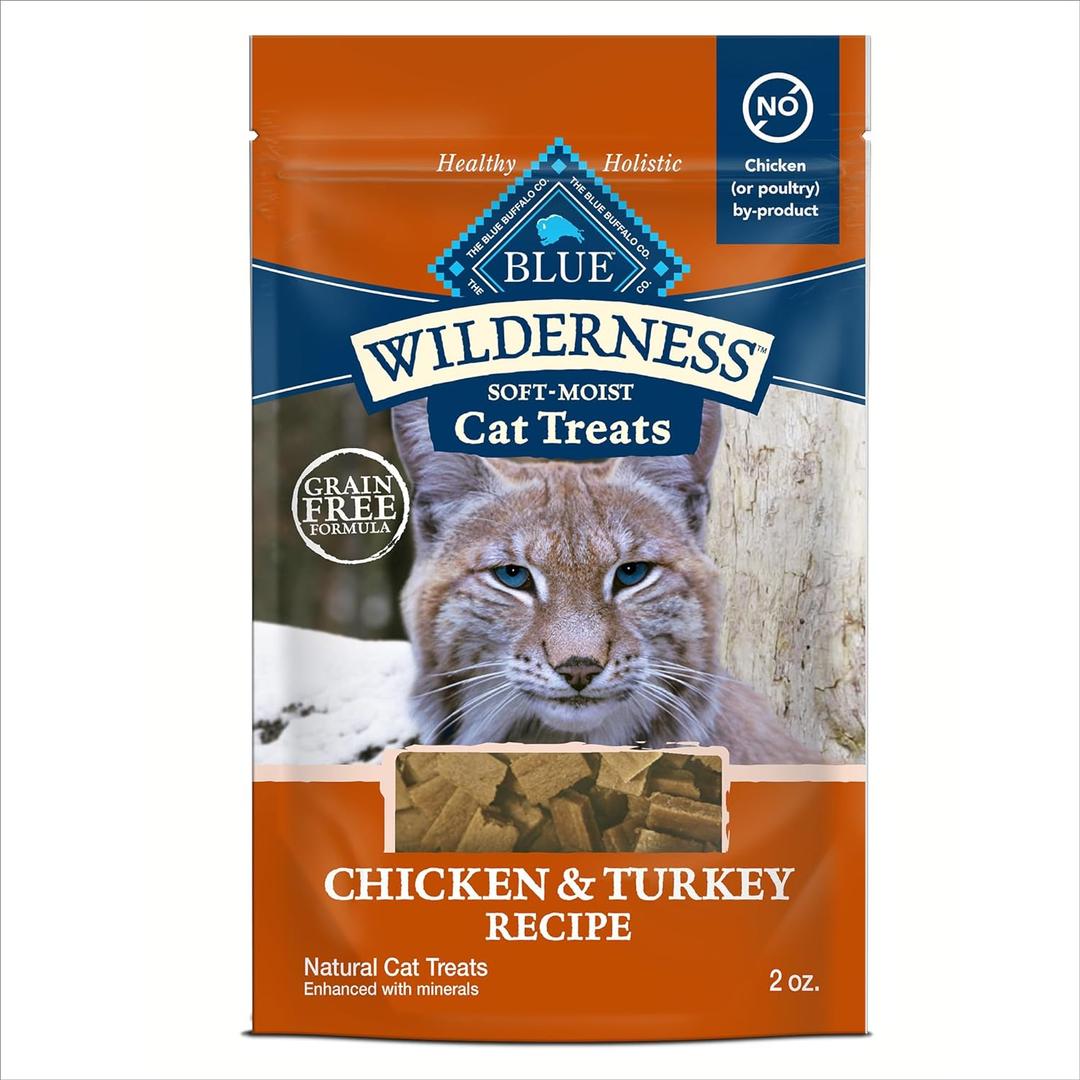 Blue Buffalo Wilderness Soft Cat Treats, Grain-Free and Protein-Rich, Great for Training, Chicken & Turkey Recipe, 2-oz. Bag (EXP 04/23/26)