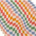 Groovy Retro Wavy Checkered Orange Placemats Set of 6 Place Mats for Kitchen Table Washable Farmhouse Linen Table Mats Dining Decoration 12x18 Inch