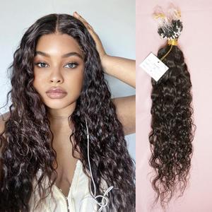 Invisible Micro Link Human hair extensions wet loose wave 50Strands dark brown #2 Curly Micro Loop Ring hair extensions 100% Remy Human Hair for women