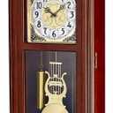 Bulova Litchfield Large Regulator Wall Clock, Model C4332 | Classic Pendulum Design | Harmonic Hourly Chime | Brown Cherry Finish