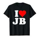 I Love JB Heart Gift T-Shirt, XL (Black)