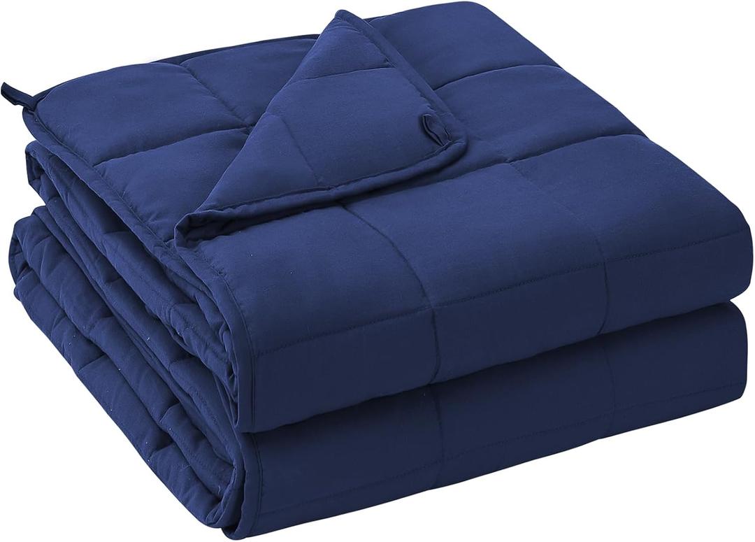 yescool Weighted Blanket for Adults (25 lbs, 60" x 80", Blue) Cooling Heavy Blanket for Sleeping Perfect for 240-260 lbs, Queen Size Breathable Blanket with Premium Glass Bead, Machine Washable