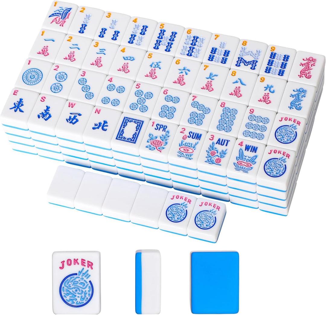 American Mahjong Tiles (1.2,Tiles Only), 166 Pcs American Mahjong Tile Set with Blue Color