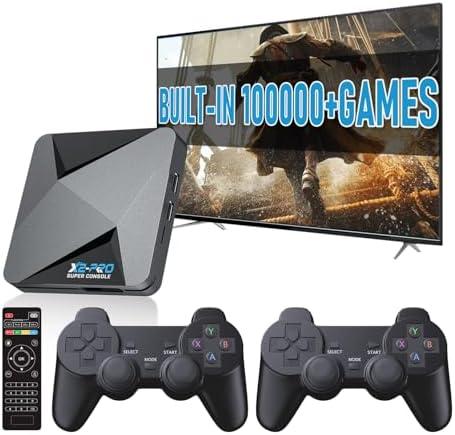 Super Console X2 Pro Retro Game Console Pre-Built-in 100000+Games, Retro Game Console with 65+ emulators,EmuELEC 4.5/Android 9.0，4K UHD Display