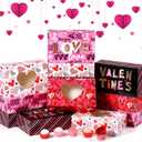 Funnymoom 28 Pcs Valentines Cookie Gift Boxes with Window and 400 Pcs Cupcake Liners Set 8.7 x 5.5 x 2.8 Inch Valentines Day Bakery Cookie Boxes Mini Baking Cups for Sweet Day Party Favors Supplies