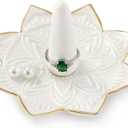 Ceramic Ring Holder for Jewelry,White Mandala Ring Dish Jewelry Dish Jewelry Holder,Room Decor,Engagement Wedding Birthday Gifts for Couples Women