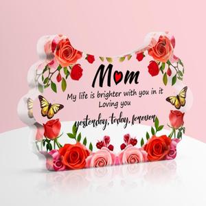 Personalized Gift for Mom from Daughter Son, Magnetic Acrylic Photo Frame Plaque, Mother's Day Christmas Birthday Keepsake, Desktop Display OrnamentPortrait Display 6.18x4.13x0.79 Inches