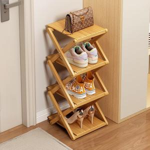 Shoe Rack, Bamboo Foldable Shoes Organizer Free Standing Shelf for Entryway, Closet, Bedroom, Hallway, | Natural | Functional | Multifunctional Shoe Rack (Wood Color) 4 Layers