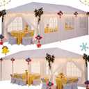 HOTEEL 10x30 Party Tent, Large 300 Sq Ft Outdoor Canopy with 8 Removable Sidewalls & 2 Zipper Doors Holds 40+ Guests, Carpas para Fiestas for Wedding, BBQ, Baby Shower & Backyard Event, White