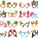 Vinsot 32 Pack Beach Pool Party Eyeglasses Decor Summer Luau Paper Glasses Bulk Hawaiian Sunglasses Frame Tropical Pool Props Photo Booth Props for Summer Beach Luau Party Favor Birthday Supply Decor