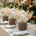 6 Pcs Wooden Vases for Centerpieces, Wood Flower Vase Rustic Tree Stump Planter Pots for Woodland Party Wedding Window Home Farmhouse Christmas Table Decor