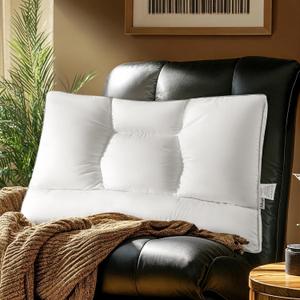 Goose Down Pillow, Cervical Support for Neck Pain Relief, 1050+ Fill Power, 600 Thread Count Cotton Shell, Ergonomic Design for Side, Back, and Stomach Sleepers(White,Standard(Pack of 1))