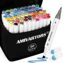 80 Colors Alcohol Markers Dual Tip Set, Chisel & Fine, 2.8g High Ink Capacity, Easy Blending Art Markers for Artists, Adults Coloring, Sketching, Drawing, Illustration & Painting with Carrying Case