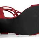 Allegra K Women's Lace Up Block High Heels Sandals (9, Red)