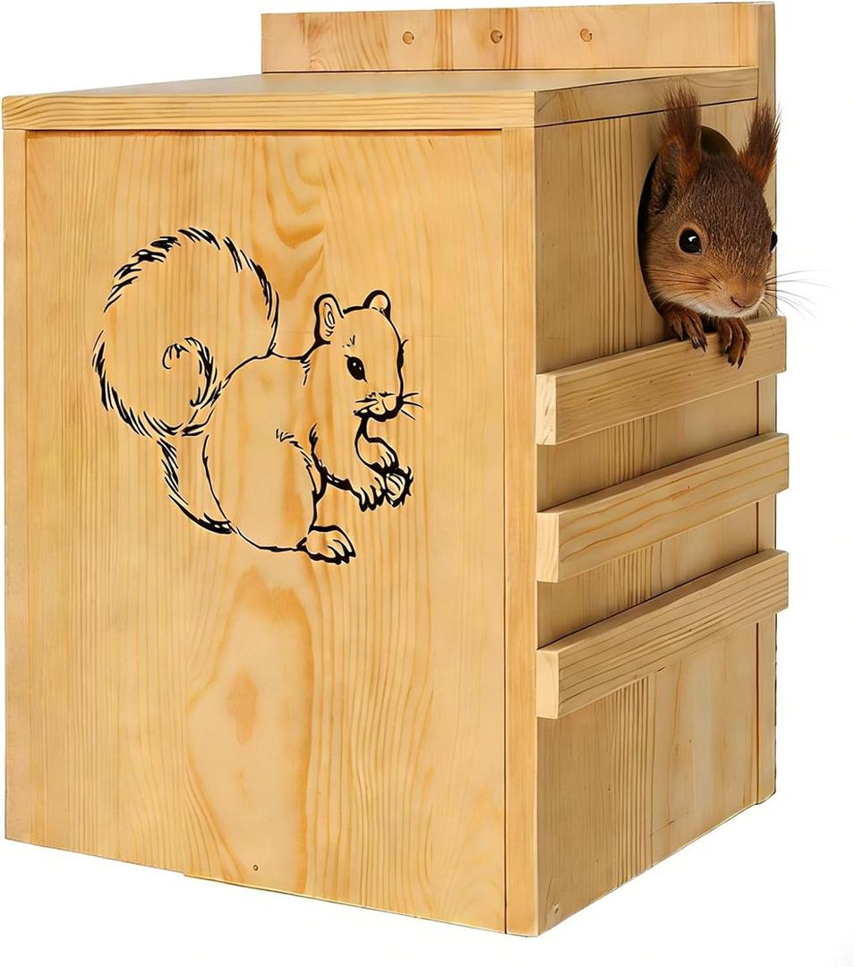 Squirrel House for Outside - Large Squirrel House, Squirrel Nesting Box, Squirrel Boxes for Outside, Chipmunk Houses