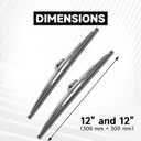 12" and 12" Vintage Front Windshield Wipers (Pack of 2), Polished Stainless Steel Bayonet Type Windshield Wiper Blades 6mm Bayonet Width for Oldtimers/Boat, Silver