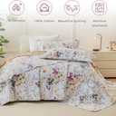 Sanracie Oversized King Bedspread(128"x120"),100% Cotton Floral Quilt Set Extra Wide 3Pcs Lightweight Summer Yellow Wild Flower Botanical Printed Pattern Bedding Coverlet California King Size, Oversized King Plus