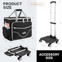 Rolling Tote Bag for Women Teacher Bag Rolling Cart Briefcase with Wheels Carry on Wheeled Bag for Work,Office,Craft Black