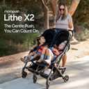 Mompush Lithe Double Stroller for Infant and Toddler, Lightweight Side by Side Twin Stroller, Only 25 lbs, 30-Inch Slim Fit Through Doorways, One-Step Fold, Independent Recline, UPF 50+ Canopy, Black 
