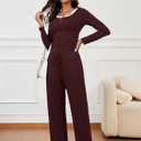 Two Piece Sets for Women Long Sleeve Wide Leg Tracksuits 2 Piece Lounge Sets Winter Casual Sweatsuits Matching Sets (Brown, L)