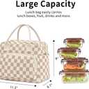 Lunch Bag Women Lunch Box for Women Adult Cute Insulated Lunch Bag Lager Cooler Lunch Tote Bags for Work Picnic (Beige-Brown Plaid)