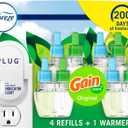 Febreze Plug In Air Freshener, Odor-Fighting Scented Oil Starter Kit, Air Fresheners for Home and Bathroom and Kitchen, Long Lasting for Strong Odors, Gain Original Scent, Warmer + 4 Refill (0.87 Fl Oz (Pack of 4))
