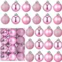 24 Count Mini Pink Ornaments for Mini Christmas Tree, Small Shatterproof Christmas Tree Ornaments Balls Party Decorations, 1.6 inch
