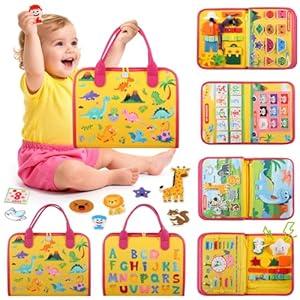 GOLIYEAN Toddler Busy Board - Montessori Toys for Toddler Boy Girl Birthday Gifts, Educational Learning Sensory Busy Book for Toddlers, Quiet Activity Books for Toddlers, Travel Toys for Airplane Car