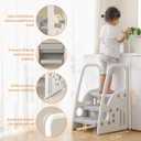 Toddler Step Stool for KidsToddler Step Ladder for Step Stool for Bathroom, Kitchen and Toilet Potty Training Learning Helper with Handles (Three Floors)