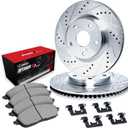 R1 Concepts Rear Brakes and Rotors Kit |Rear Brake Pads| Brake Rotors and Pads| Optimum OEp Brake Pads and Rotors |Hardware Kit|fits 2014-2015 Lexus IS250, IS350