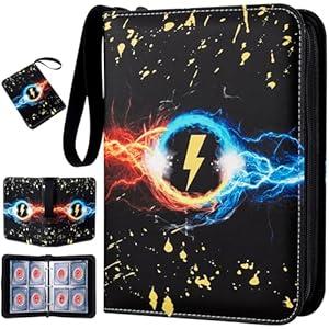 Jravkfi Card Binder,400 Pockets Card Holder Album with 50 Removable Sleeves for Standard Size Cards 4 Pocket TCG Trading Card Binder Display Storage Carrying Case(Black)