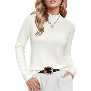 Arach&Cloz Women's Wool Blend Fall Sweaters Mock Neck Business Casual Outfits Size M