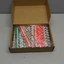 Jutom 200Pieces Christmas Paper Straws 10 Patterns Disposable Mixed Stripe Paper Straws for Beverage Birthday Christmas Party Favors