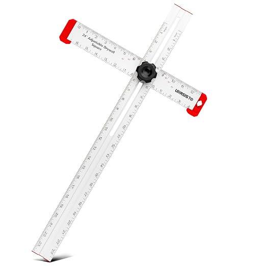 URASISTO 24 Inch T-Square Tool, Aluminum Adjustable Drywall T-Square Ruler, Multi Angle Measuring Ruler for Layout and Marking