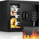 1.2 Cu Ft Home Safe Fireproof Waterproof, Small Fireproof Safe Box with Fireproof Money Bag, Programmable Keypad and Removable Shelf, Security Digital Safe for Home Money Firearm Medicines Valuables