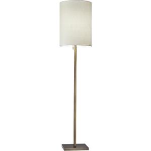 Adesso Antique Brass Floor Lamp with Beige Fabric Lampshade – Modern Accent Light for Bedroom, Living Room, and House Décor, 60.5” Tall